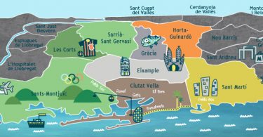 carte de barcelone divisée en quartiers